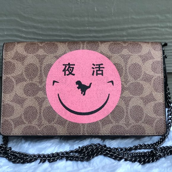 NWT COACH Callie Folder Yeti Signature Canvas  Crossbody Bag With Chain - Picture 8 of 10